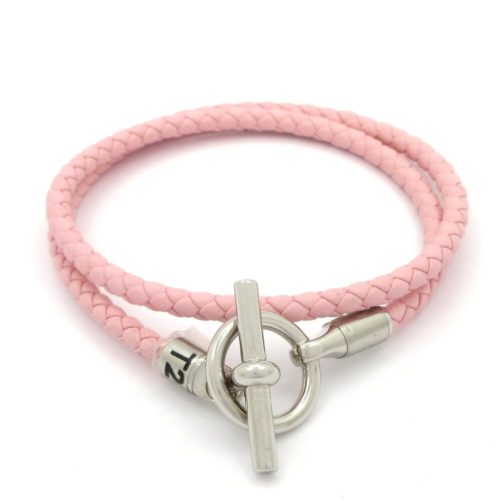 Hermès Glenan Bracelet Light Pink Silver Leather Hardware